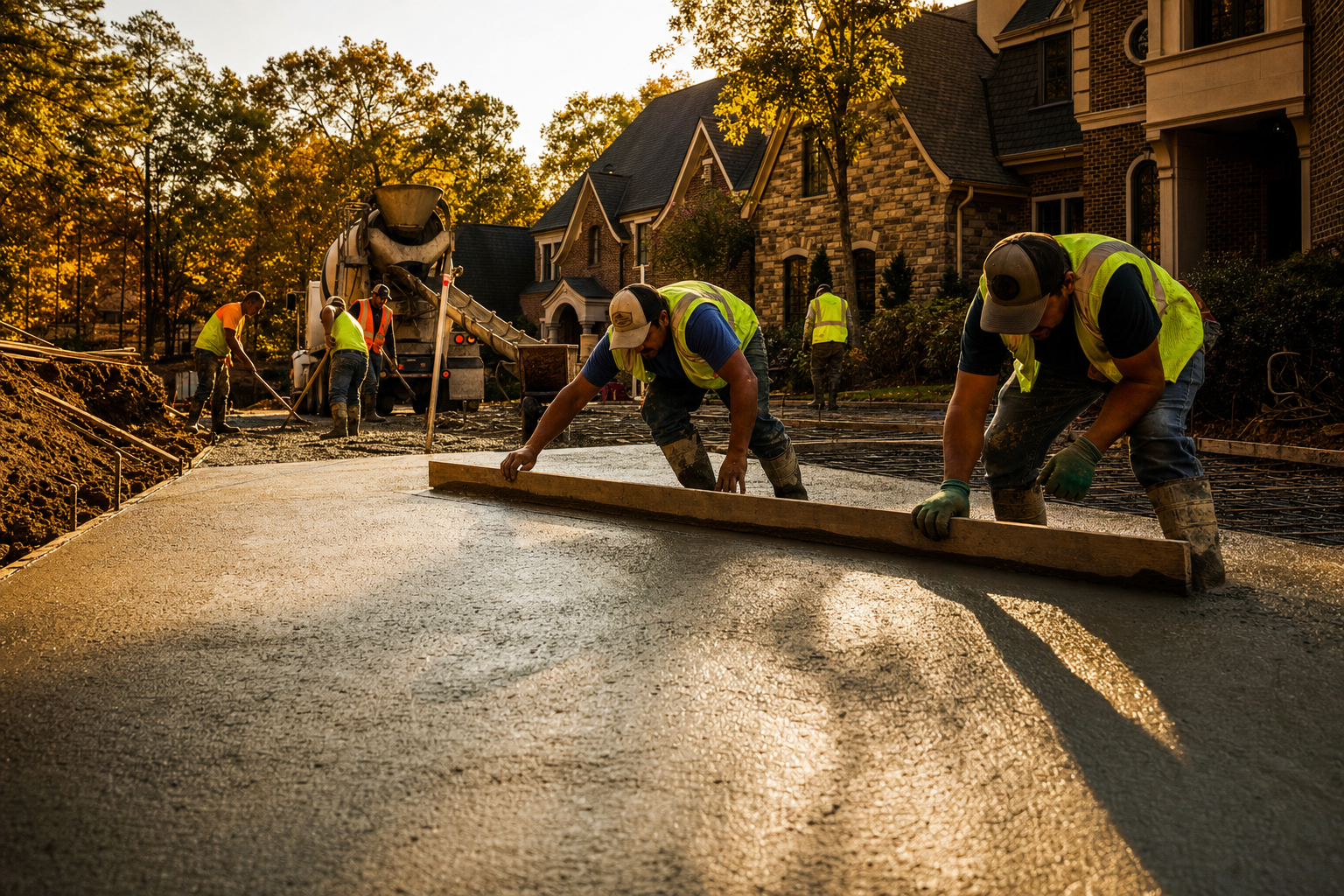 Aztec Masonry crew working on a concrete project